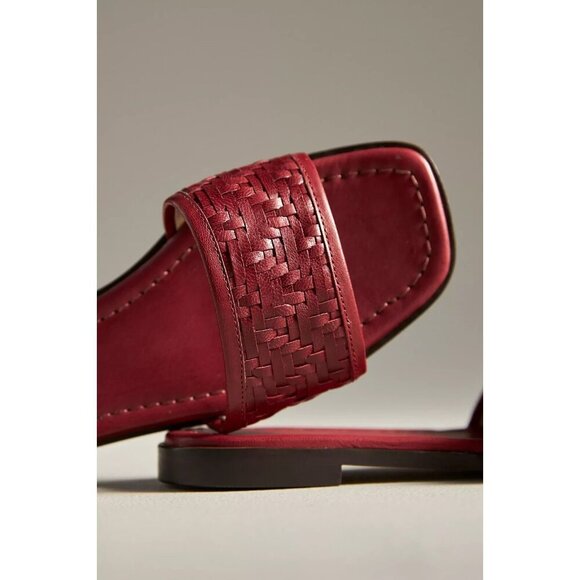 Anthropologie Woven Leather Slide Sandals Red 41 - Picture 3 of 3